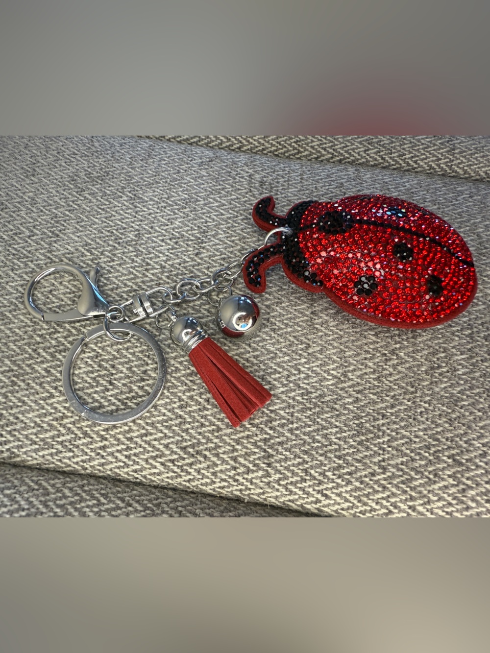 Red Ladybug Crystal Keychain Bag Charm - Picture 10 of 13